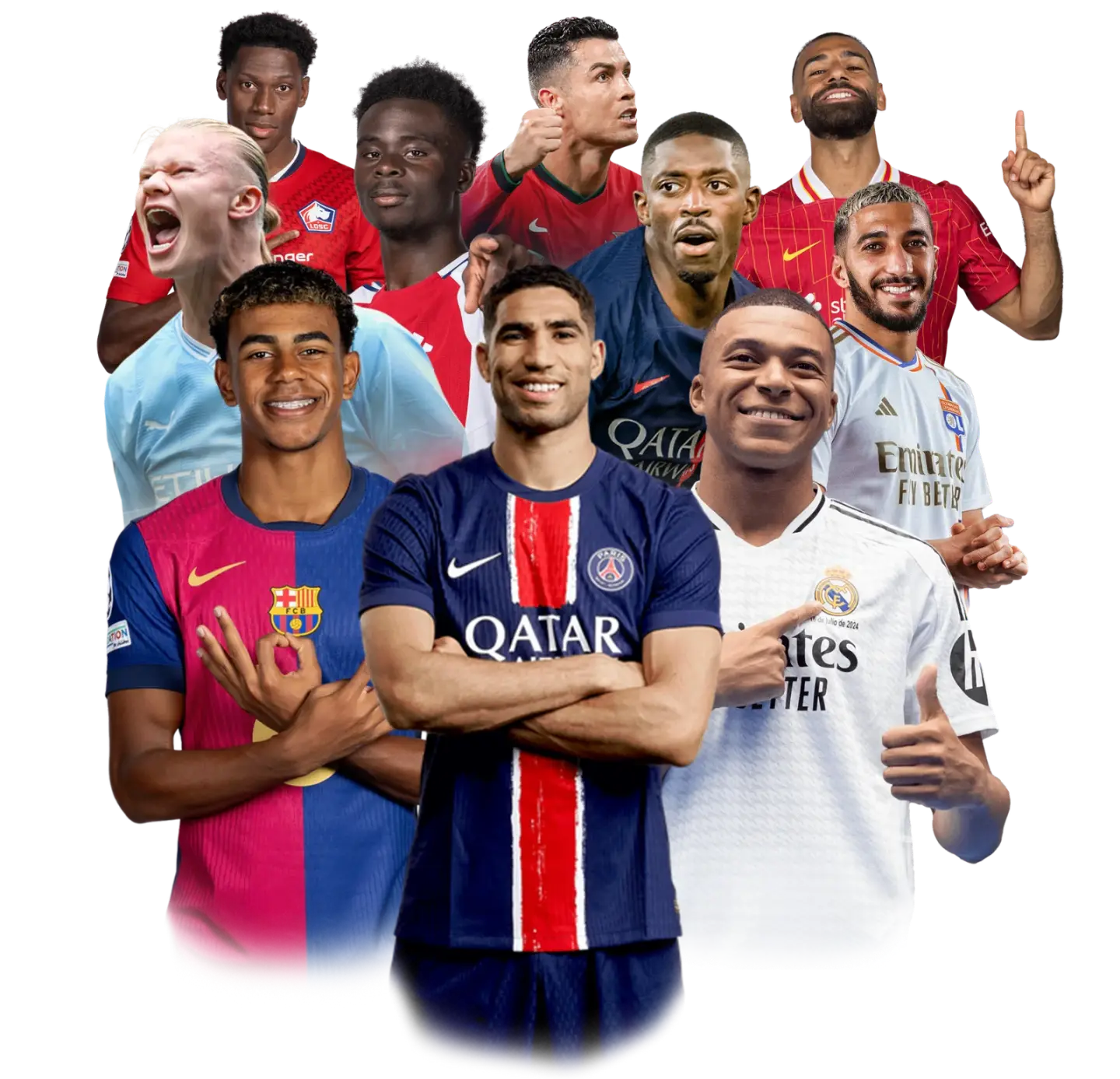 Collage of football stars from the worldwide sport side of the UK IPTV lineup